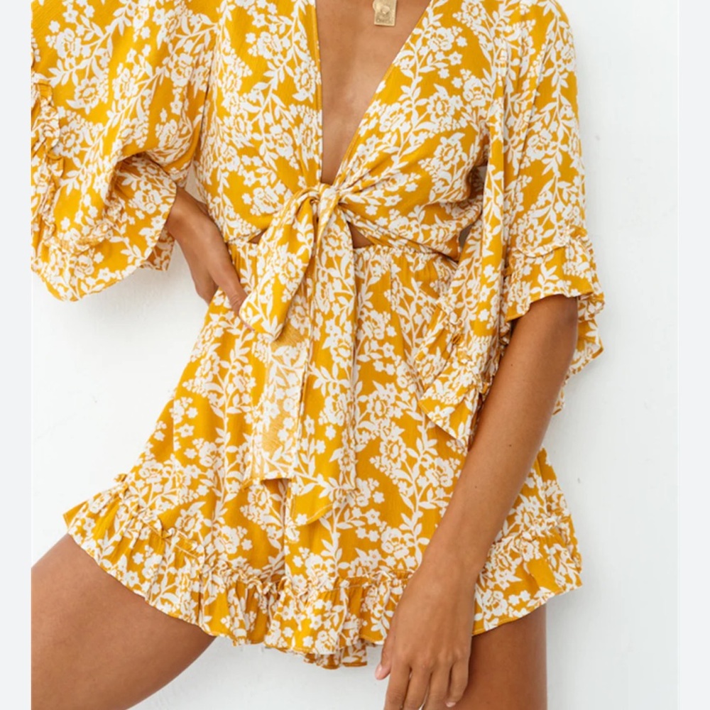 Floral Yellow Jumpsuit Romper